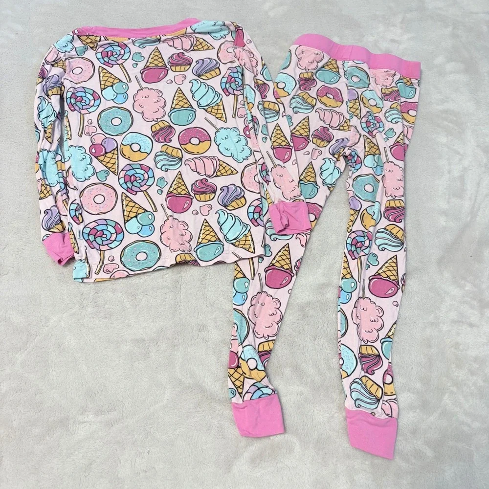 Little Sleepies Sweet Treats Pajama Set Kids Pink size 3T Bamboo Viscose Longe